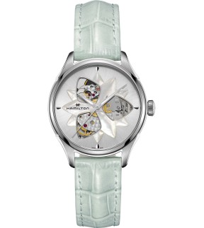 Ρολόι HAMILTON Jazzmaster Open Heart Με Αυτόματο Μηχανισμό Και Απόχρωση Μέντας Δερμάτινο Λουράκι H32115891