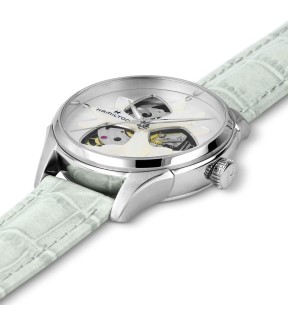 Ρολόι HAMILTON Jazzmaster Open Heart Με Αυτόματο Μηχανισμό Και Απόχρωση Μέντας Δερμάτινο Λουράκι H32115891
