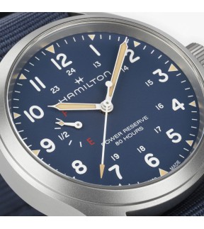 Ρολόι HAMILTON Khaki Field Mechanical Με Nato Μπλε Λουράκι H69509940