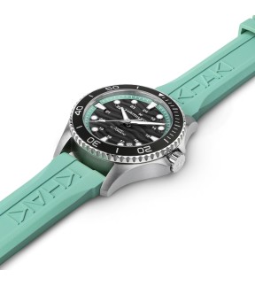 Ρολόι HAMILTON Khaki Navy Scuba Με Αυτόματο Μηχανισμό Kαι Τυρκουάζ Καουτσούκ Λουράκι H82415331