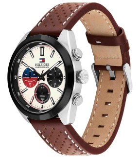 Ρολόι TOMMY HILFIGER Hudson Με Χρονογράφο Και Καφέ Δερμάτινο Λουράκι 1710765
