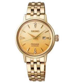 SEIKO Presage Cocktail Time Automatic Yellow Gold Stainless Steel Bracelet SRE018J1