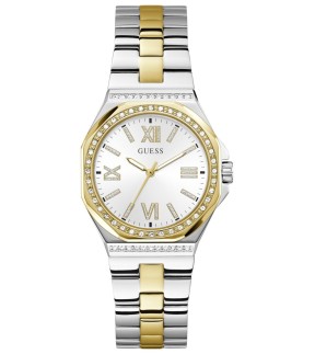 Ρολόι GUESS Empress Με Κίτρινο Χρυσό-Ασημί Ατσάλινο Μπρασελέ GW1095L3