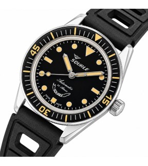 Ρολόι SQUALE Sub-37 Legend Με Αυτόματο Μηχανισμό Και Μαύρο Καουτσούκ Λουράκι SUB-37BKBK.RBK