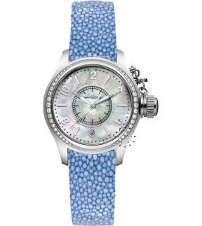 HAMILTON Khaki Navy SeaQueen Diamond Ladies Blue Leather Strap H77311615