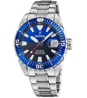 Ρολόι FESTINA Diver Με Ασημί Ατσάλινο Μπρασελέ F20669/1