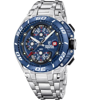 Festina chrono biker F20754/4  blue dial steel bracelet