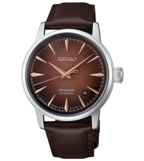 Ρολόι SEIKO Presage Cocktail Time Με Αυτόματο Μηχανισμό Και Καφέ Δερμάτινο Λουράκι HCB003J1