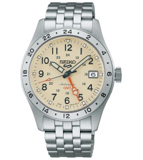 Ρολόι SEIKO 5 Sports GMT Με Αυτόματο Μηχανισμό Και Ασημί Ατσάλινο Μπρασελέ HDB002K1