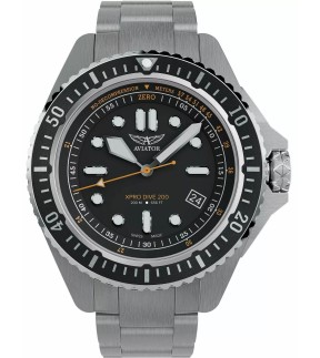 Ρολόι AVIATOR XPRO Dive 200 Με Ασημί Ατσάλινο Μπρασελέ V.1.42.0.371.5