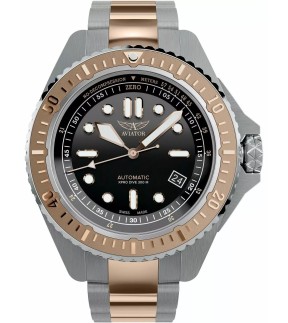 Ρολόι AVIATOR XPRO Dive 300 Με Δίχρωμο Ατσάλινο Μπρασελέ V.1.43.3.363.5