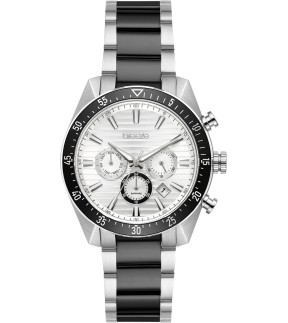 Ρολόι BREEZE MOMENTUM Με Ασημί-Μαύρο Ατσάλινο Μπρασελέ 713062.5