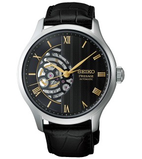 SEIKO Presage Japanese Garden Automatic Black Leather Strap HCB008J1
