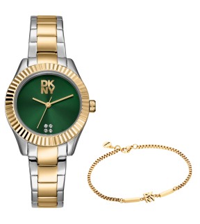 DKNY Logo Set Gold-Silver Stainless Steel Bracelet DK1L017M0365