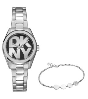 DKNY Logo Silver Stainless Steel Bracelet Gift Set DK1L145M0045