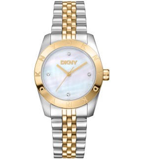 Ρολόι DKNY Logo Με Κίτρινο Χρυσό-Ασημί Ατσάλινο Μπρασελέ DK1L185M0265