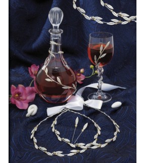 Wedding Set Glass, Bottle and Wedding Crowns