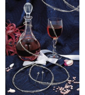 Wedding Set Bottle, Glass and Wedding Crowns