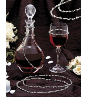 Wedding Set Bottle, Glass and Wedding Crowns