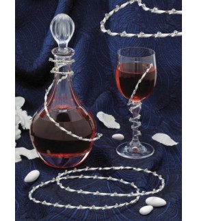 Wedding Set Bottle, Glass and Wedding Crowns