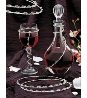 Wedding Set Bottle, Glass and Wedding Crowns