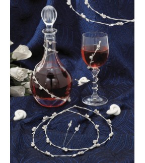 Wedding Set Bottle, Glass and Wedding Crowns