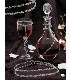Wedding Set Bottle, Glass and Wedding Crowns