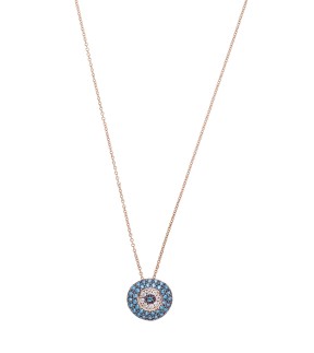 VITOPOULOS Necklace Rose Gold 14K With Blue and White Zircon