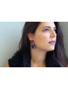 VITOPOULOS Earrings Silver 925 with Black-Pink Zircon Stones and Black Onyx ESS0082