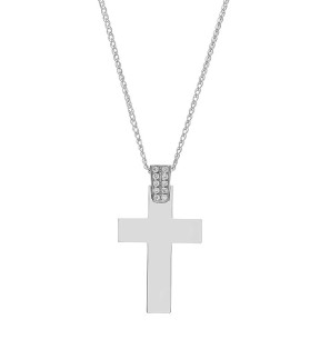 VITOPOULOS Woman Cross White Gold 14Ct With White Brilliant Stones ESST034