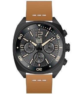 VISETTI Geronimo Multifunction Brown Leather Strap ZE-637BK