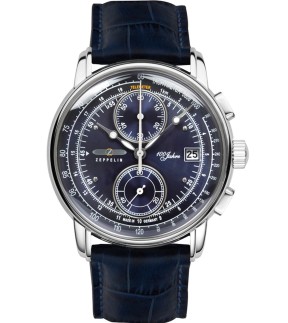 ZEPPELIN 100 Years Zeppelin Chronograph Blue Leather Strap 8670-3