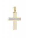 TRIANTOS Μan Cross Yellow and White Gold 14Ct ESST332
