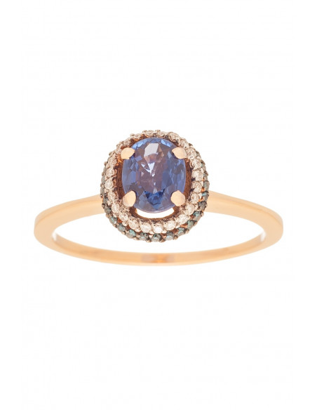 VITOPOULOS Ring Rose Gold 18Ct With Brilliant and Sapphire Stones ESD0108