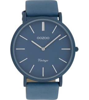 Ρολόι OOZOO Vintage Unicolor Με Μπλε Δερμάτινο Λουράκι C9878