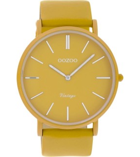 Ρολόι OOZOO Vintage Unicolor Με Κίτρινο Δερμάτινο Λουράκι C9881