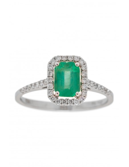VITOPOULOS Ring White Gold 18Ct With Emerald and Diamond Stones ESD0198