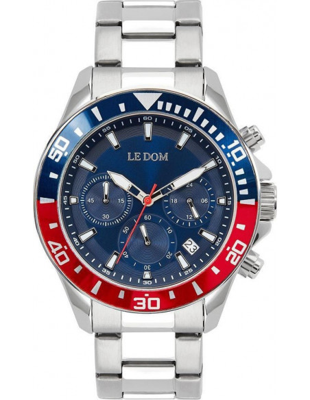 LE DOM Eternal Chronograph Silver Stainless Steel Bracelet LD.1481-1   