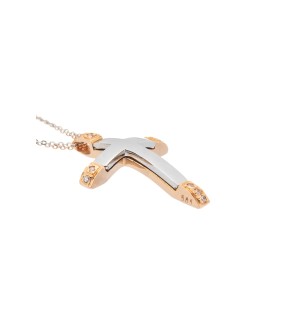 VAL'ORO Woman Cross Rose and White Gold 14Ct With White Zircon Stones ESST413