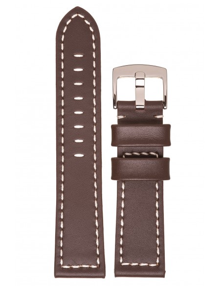TZEVELION Dark Brown Leather Strap With White Stitching 20mm 18.4A.20