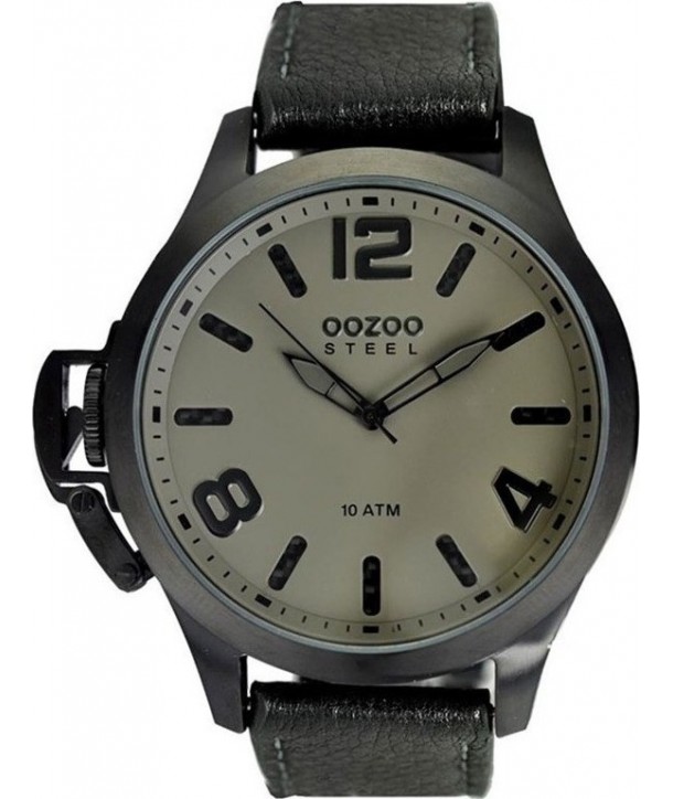 Ρολόι OOZOO Steel Με Μαύρο Δερμάτινο Λουράκι OS344