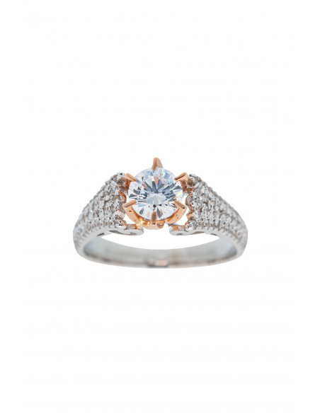 Engagement Ring White - Rose Gold 14Ct With Zircon Stones ESM0056