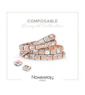 Nomination Composable Classic Link Ατσάλι Ασημί με Ροζ Χρυσό 9Κ και Περίδοτο