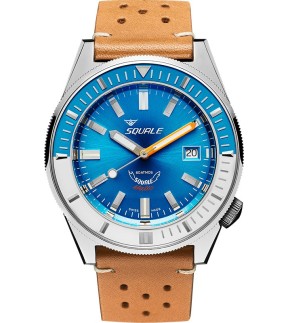 Ρολόι SQUALE Matic Light Blue Leather Με Αυτόματο Μηχανισμό Και Καφέ Δερμάτινο Λουράκι MATICXSE.PTC