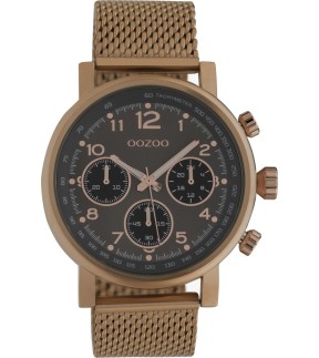 Ρολόι OOZOO Timepieces Με Καφέ Μεταλλικό Mesh Μπρασελέ