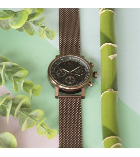 Ρολόι OOZOO Timepieces Με Καφέ Μεταλλικό Mesh Μπρασελέ