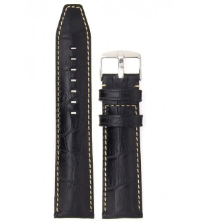LEATHER STRAP ZRC 20MM INDIANNA BLACK ALLIGATOR GRAIN
