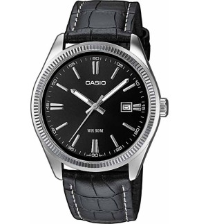Ρολόι CASIO Collection Με Μαύρο Δερμάτινο Λουράκι MTP-1302PL-1AVEF