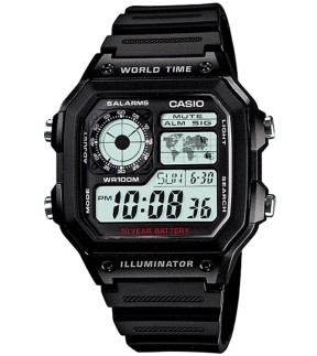 Ρολόι CASIO Collection Με Μαύρο Καουτσούκ Λουράκι AE-1200WH-1AVEF