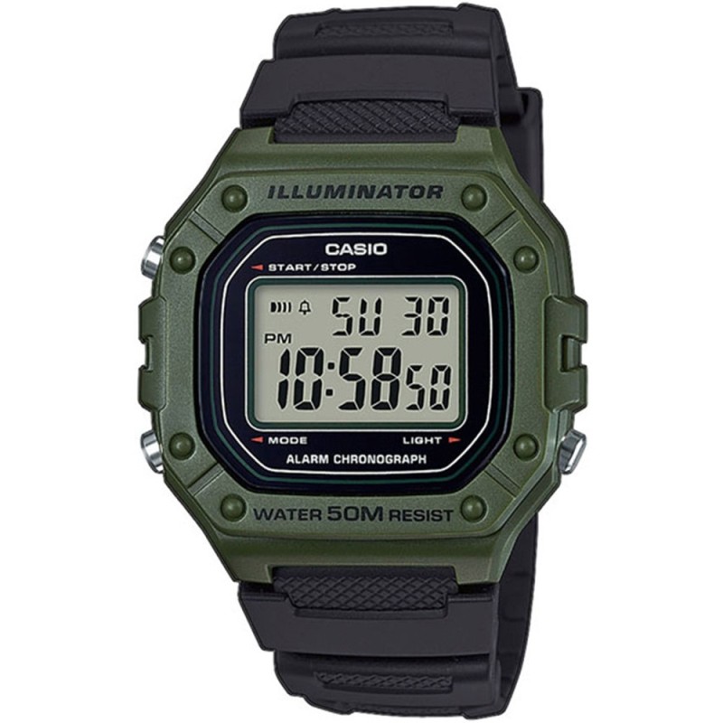 CASIO Collection Chronograph Black Rubber Strap W 218H 3AVEF